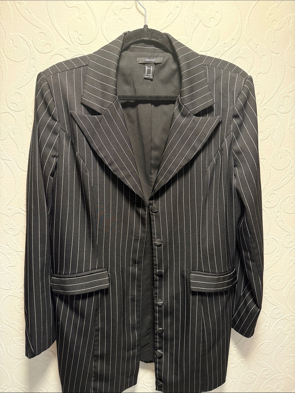 Forever 21 Black Pinstripe Single-Breasted Blazer mini dress